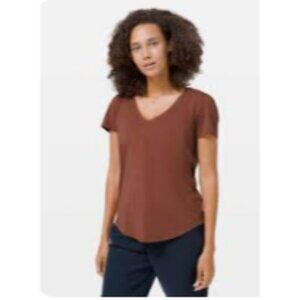 Wilfred Clay Brown / Burgundy  Scoop Neck Short Sleeve T-Shirt size XXS